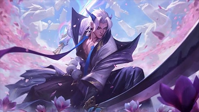 Campeão de League of Legends em uma paisagem celestial